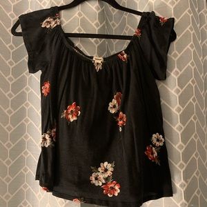 Off the shoulder floral shirt